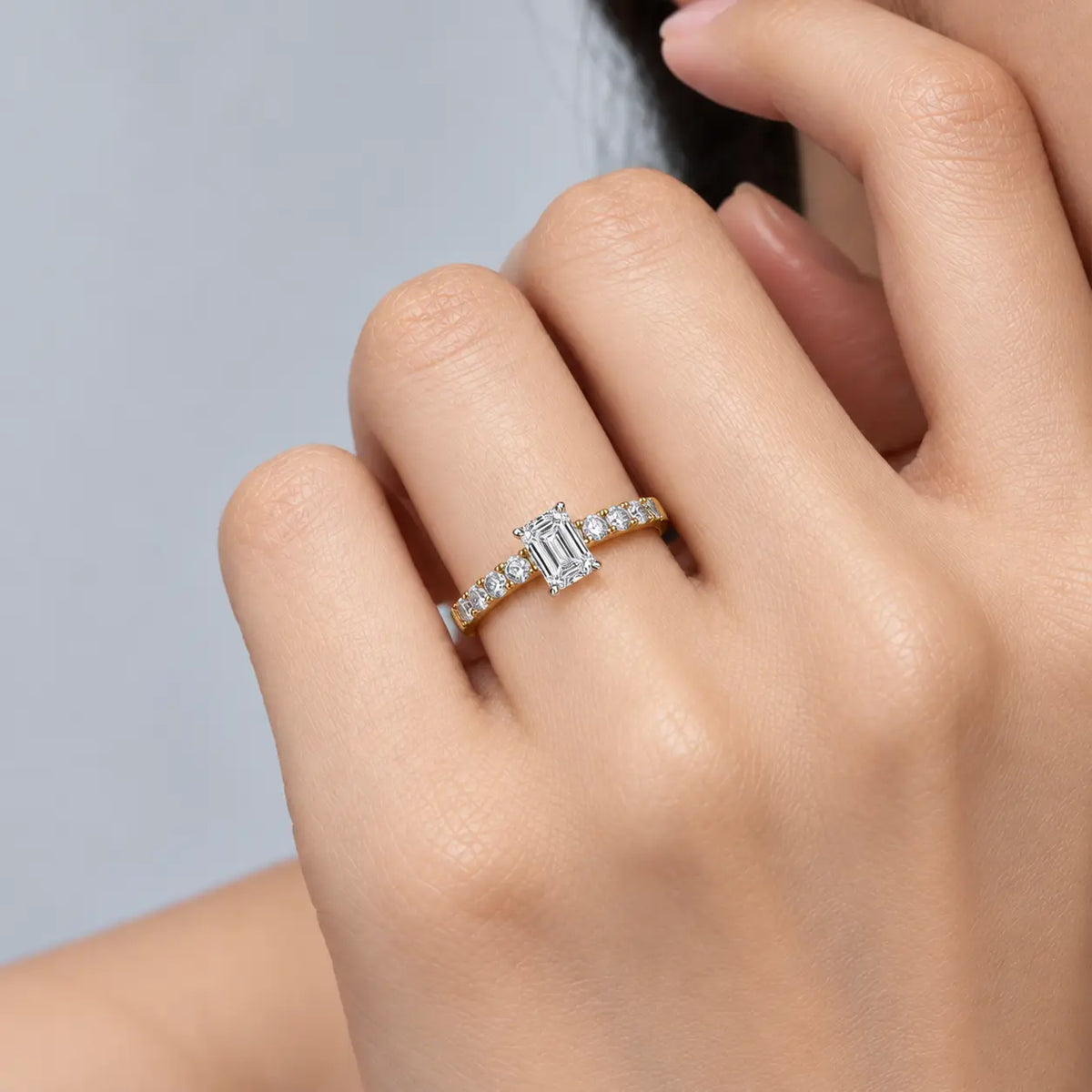 2 Ct Emerald Cut Diamond Pave Ring