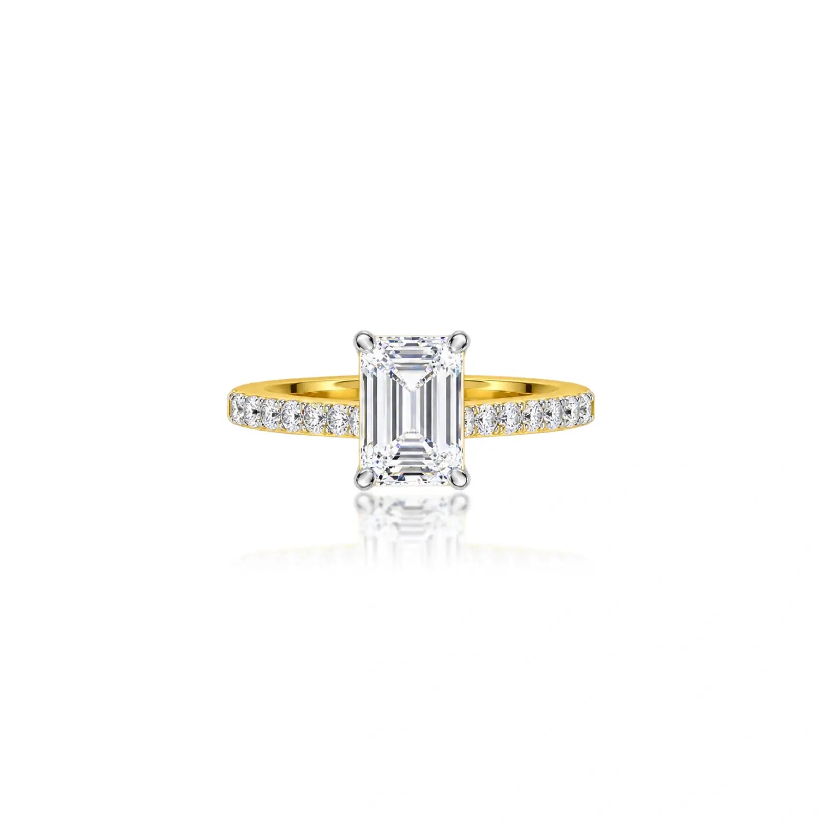 3 Ct Emerald Cut Diamond Pave Ring