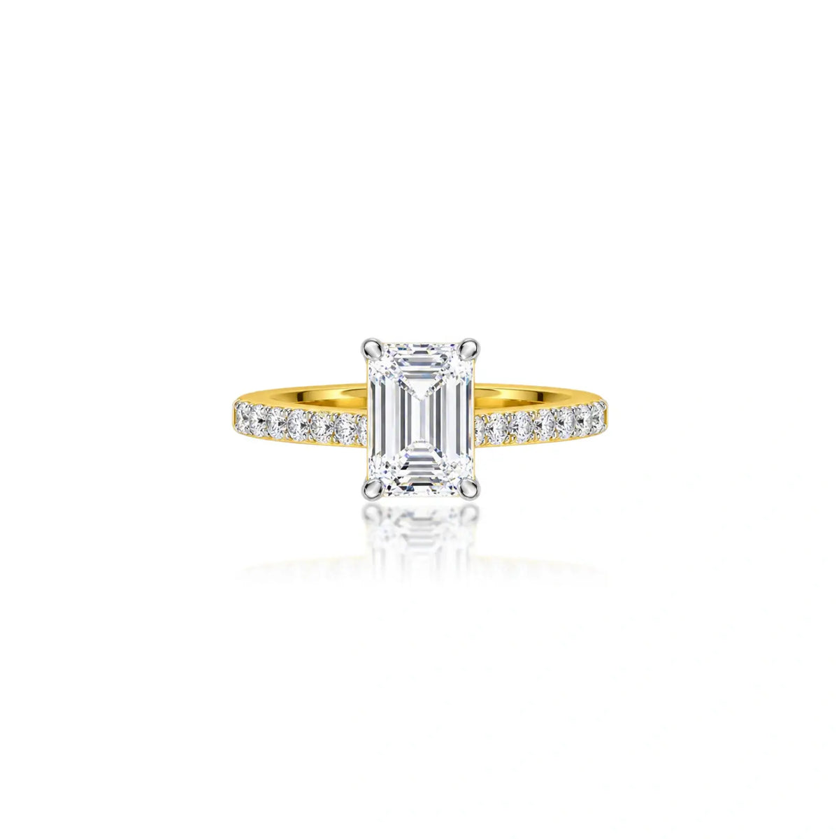 3 Ct Emerald Cut Diamond Pave Ring