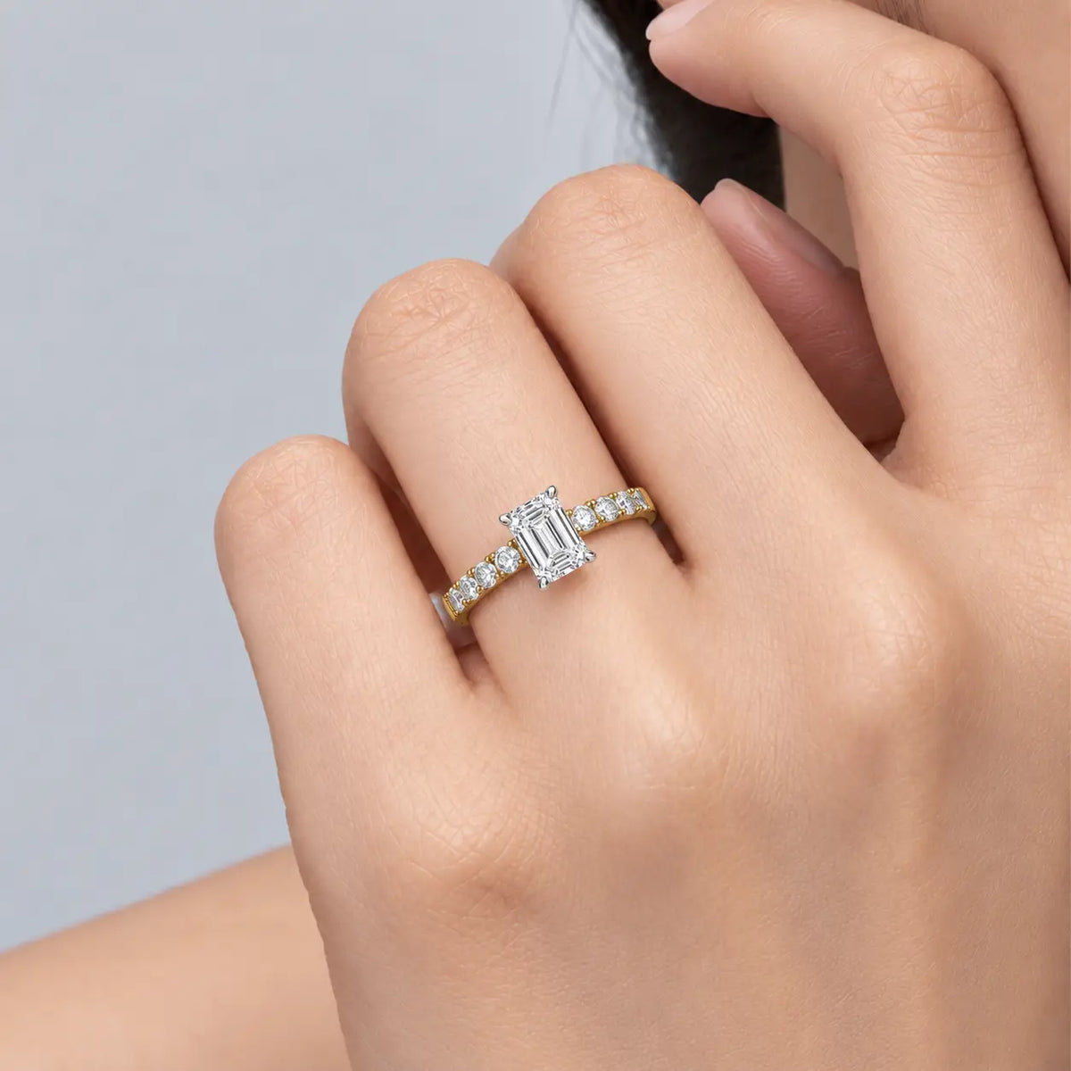 4 Ct Emerald Cut Diamond Pave Ring