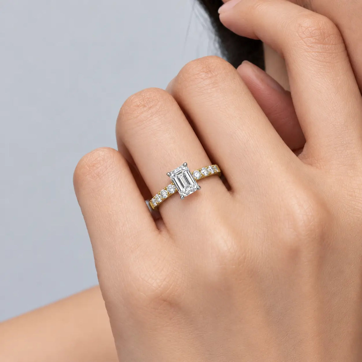 5 Ct Emerald Cut Diamond Pave Ring