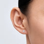 Closeup of 1ct Cushion-Cut Lab Diamond Solitaire Stud Earrings by Fortune Jewellery