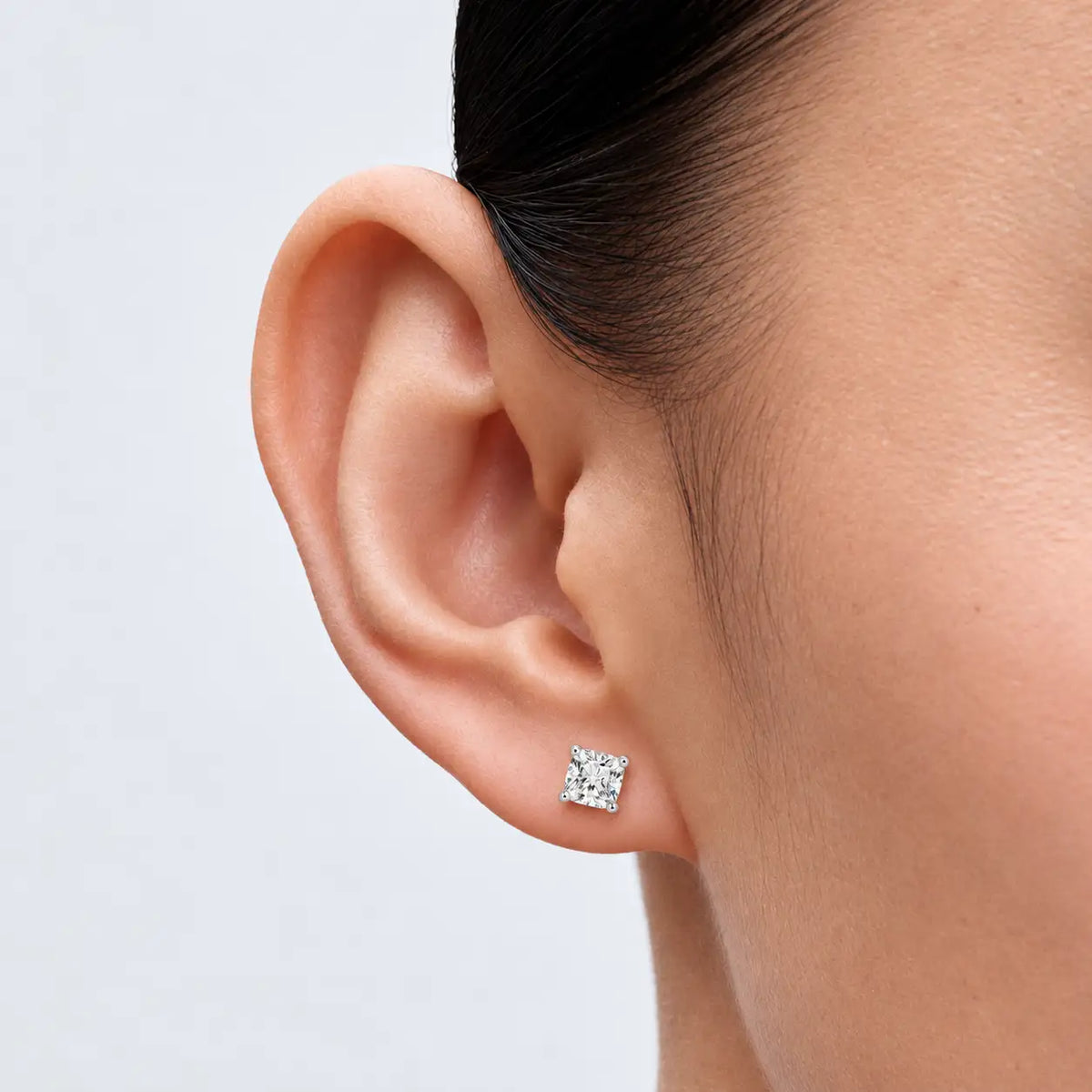 Stylish 4ct Cushion-Cut Lab Diamond Solitaire Stud Earrings for partywear looks
