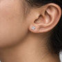 Woman styling 6ct Cushion-Cut Lab Diamond Solitaire Stud Earrings by Fortune Jewellery