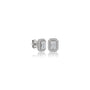 Side view of 1ct Emerald-Cut Lab Grown Diamond Halo Stud Earrings by Fortune Jewellery