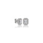Side view of 1.5ct Emerald-Cut Lab Grown Diamond Halo Stud Earrings by Fortune Jewellery