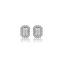 2ct Emerald-Cut Lab Grown Diamond Halo Stud Earrings by Fortune Jewellery