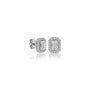Elegant side profile of 2ct Emerald-Cut Lab Grown Diamond Halo Stud Earrings by Fortune Jewellery