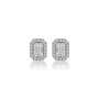 4ct Emerald-Cut Lab Grown Diamond Halo Stud Earrings by Fortune Jewellery