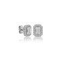 Side view of 4ct Emerald-Cut Lab Grown Diamond Halo Stud Earrings by Fortune Jewellery