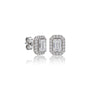 Side profile of 6ct Emerald-Cut Lab Grown Diamond Halo Stud Earrings by Fortune Jewellery
