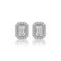 8ct Emerald-Cut Lab Grown Diamond Halo Stud Earrings by Fortune Jewellery