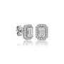 Side view of 8ct Emerald-Cut Lab Grown Diamond Halo Stud Earrings by Fortune Jewellery