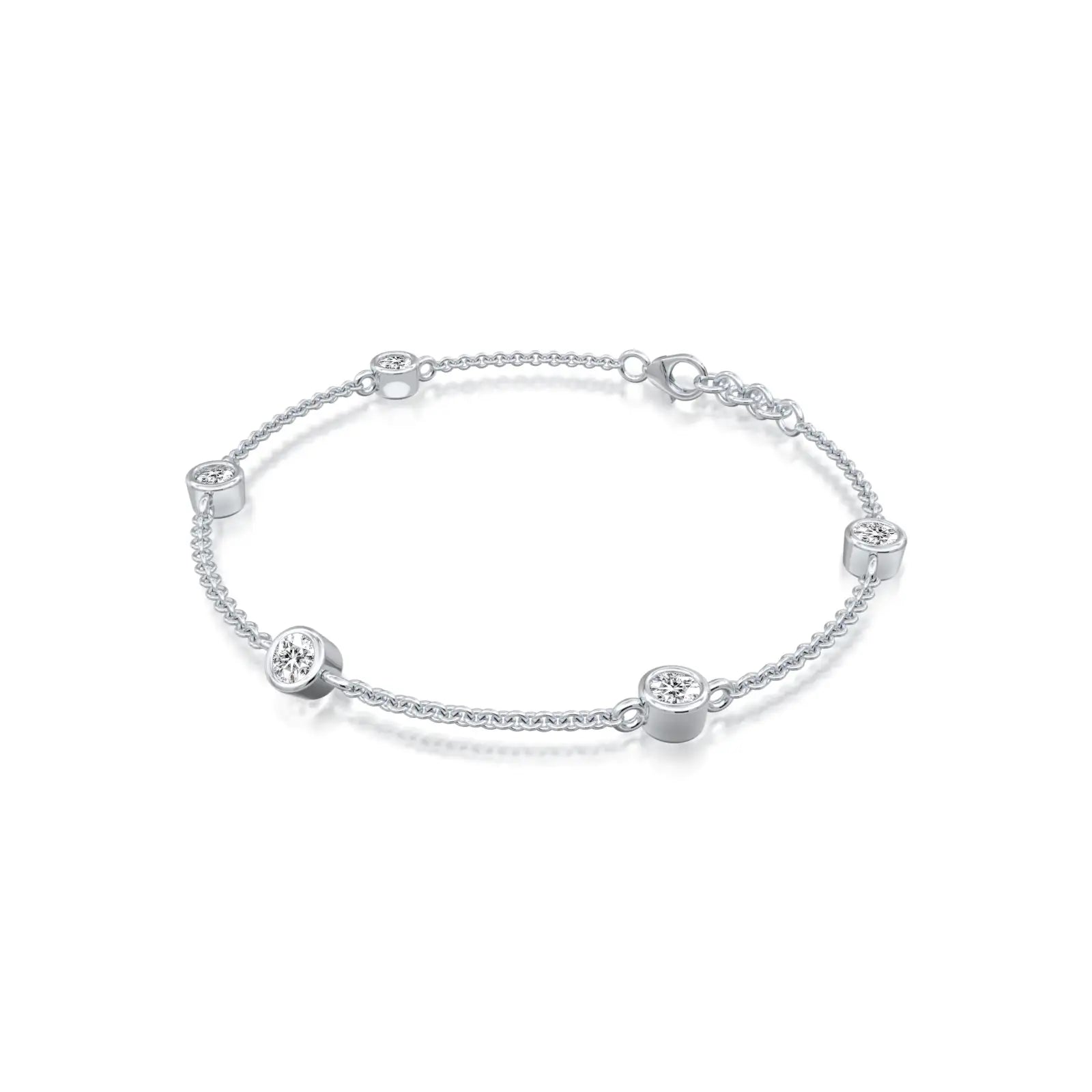 Stylish celestia bezel diamond station bracelet