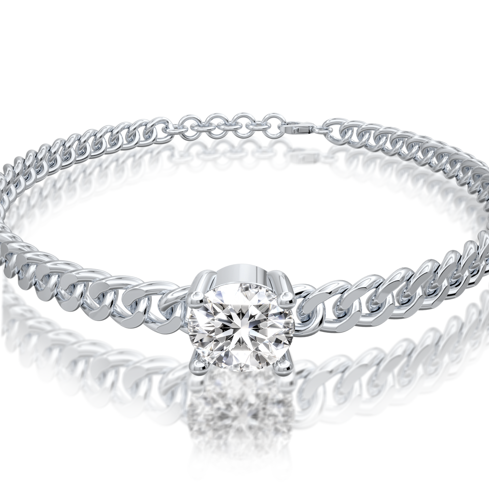 Stylish lumière link diamond accent bracelet