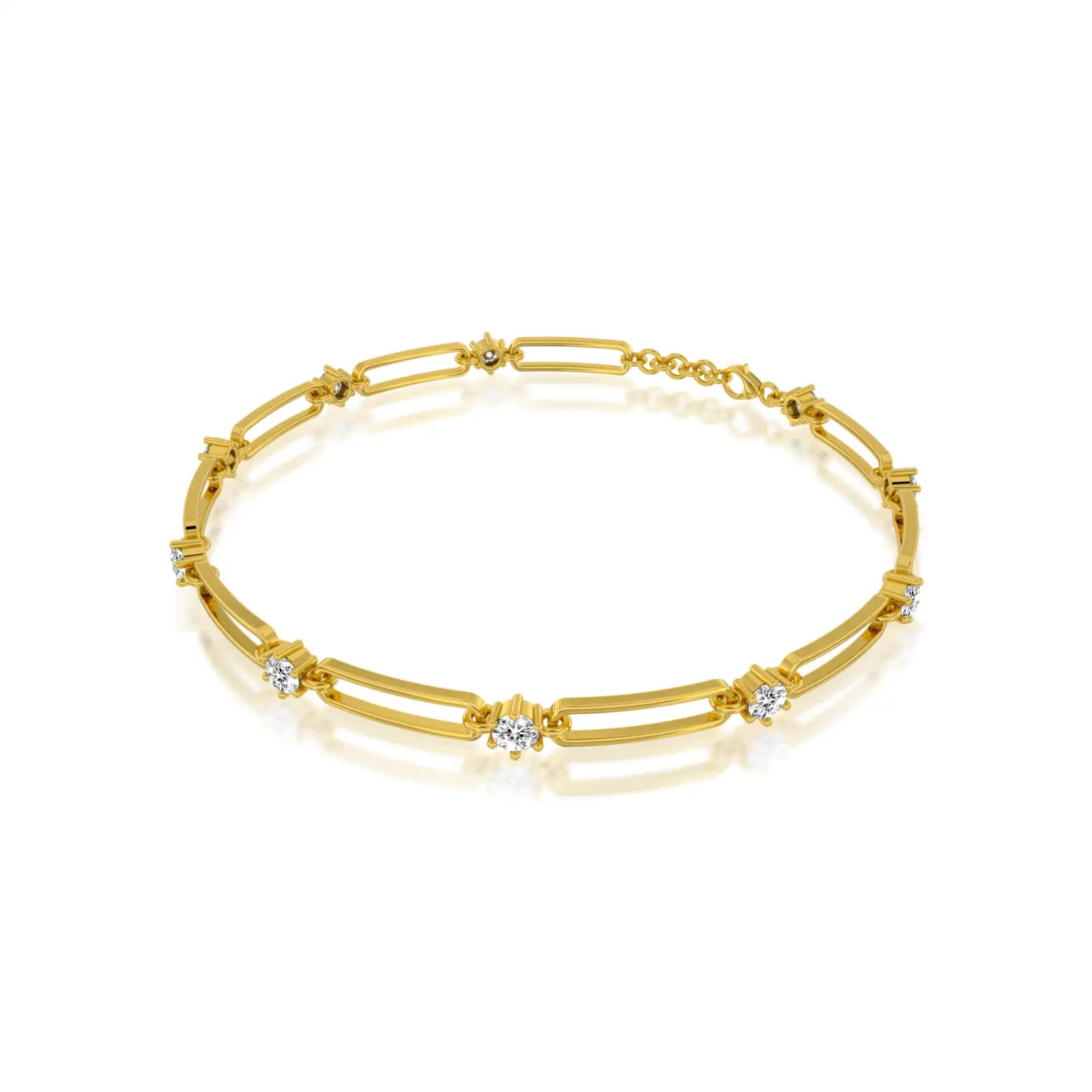 Stylish aurora link diamond station bracelet