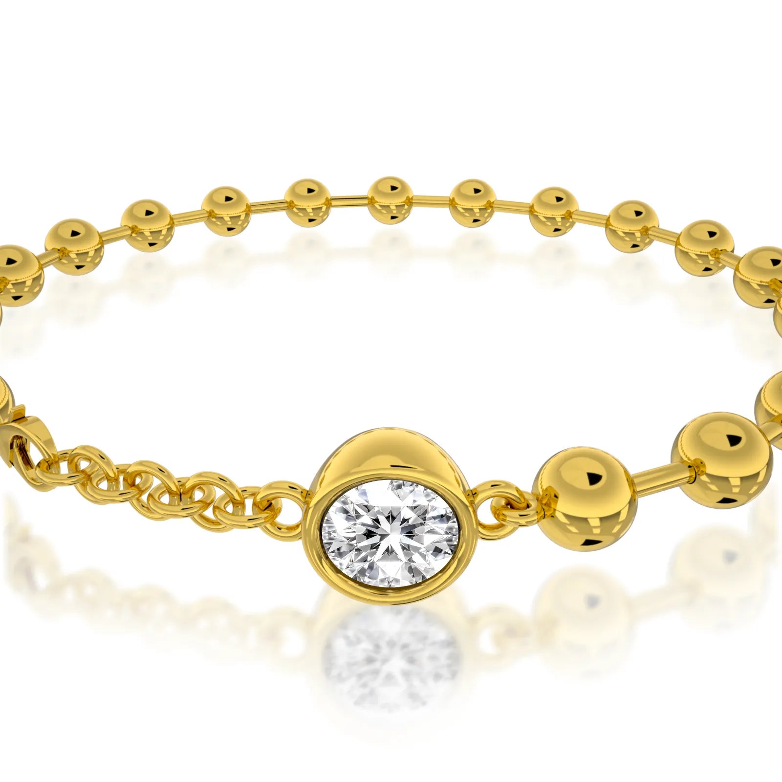 Unique orbis bead diamond bracelet