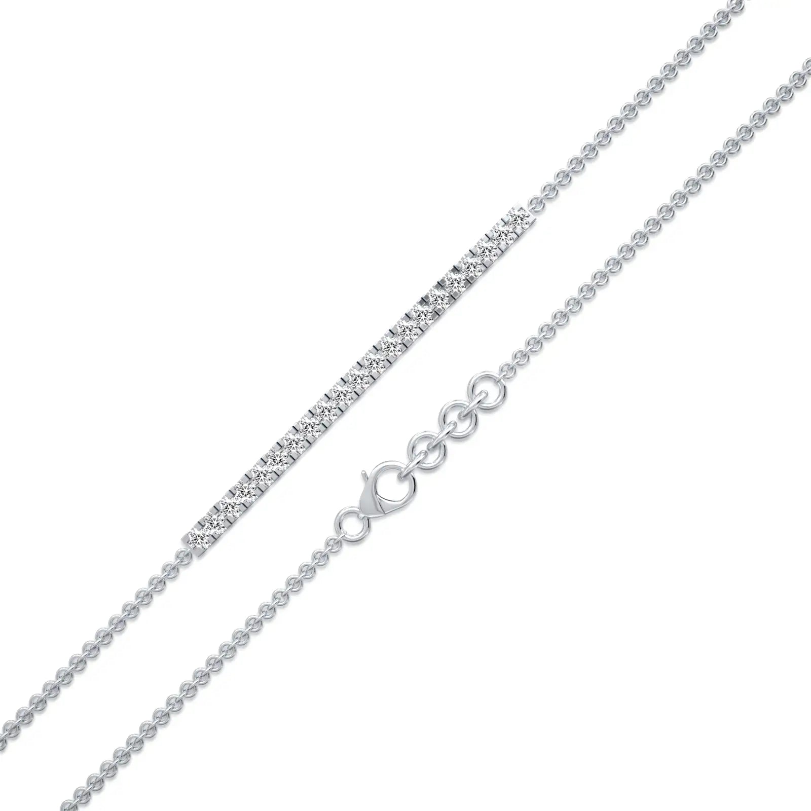 White gold diamond bar chain bracelet for office wear