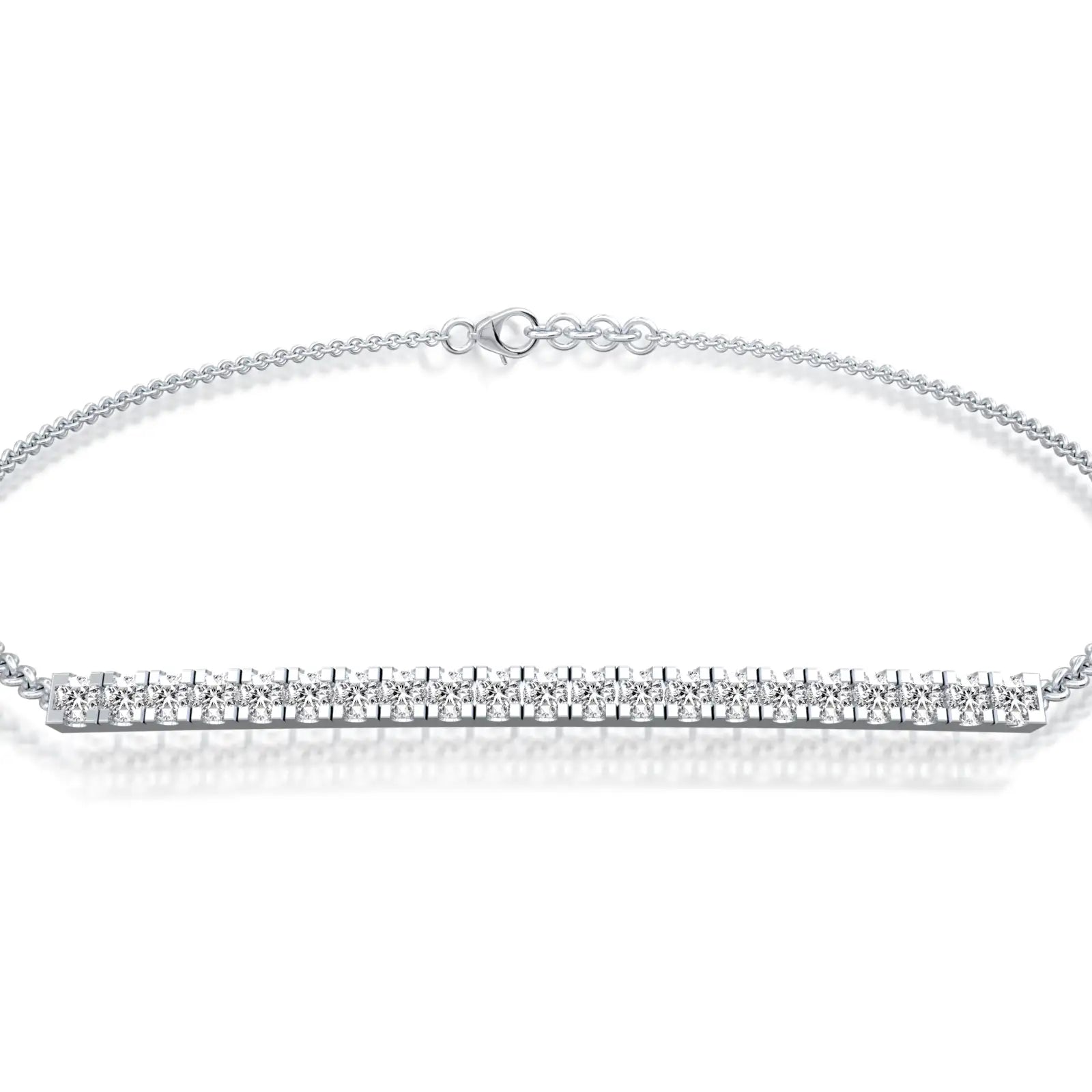 White gold diamond bar chain bracelet