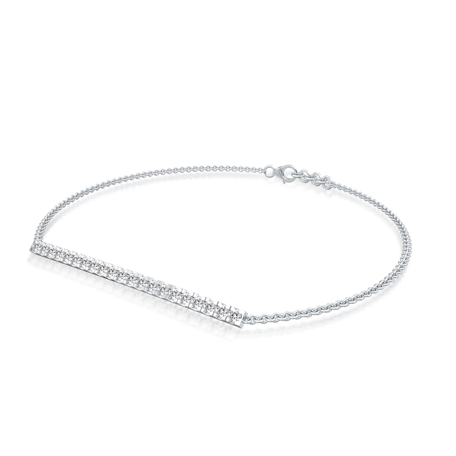 Fortune white gold diamond bar chain bracelet