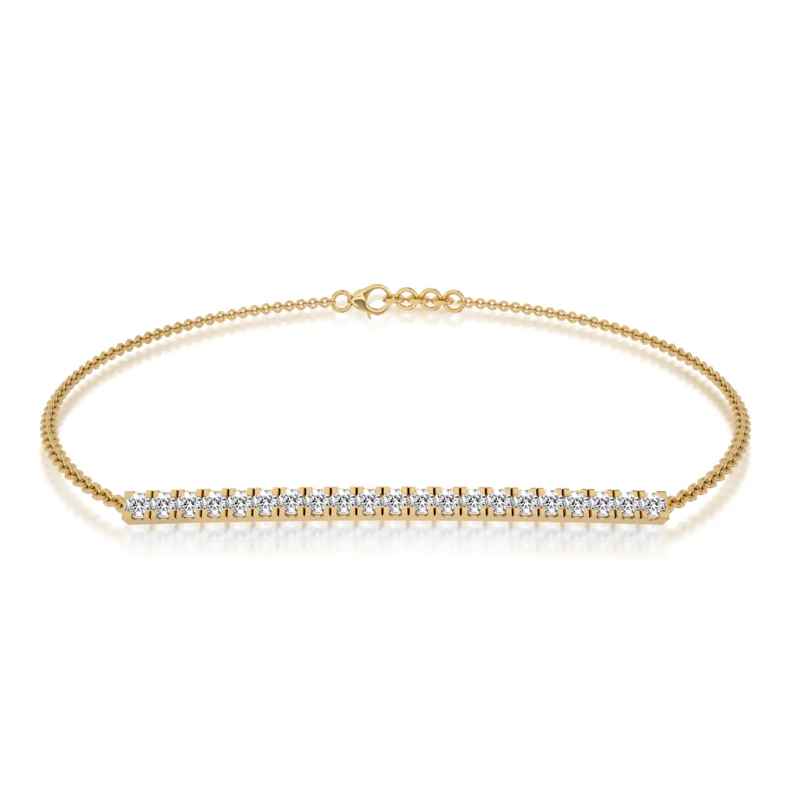 Yellow gold diamond bar chain bracelet 
