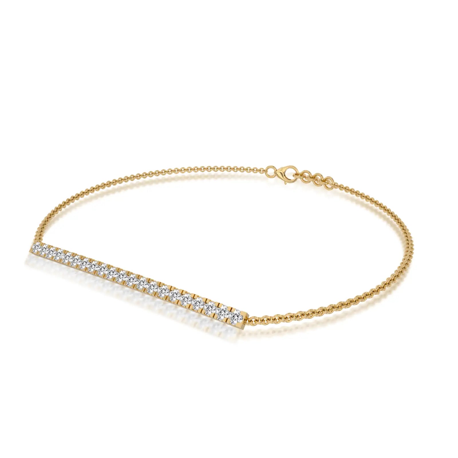 Yellow gold diamond bar chain bracelet for office wear