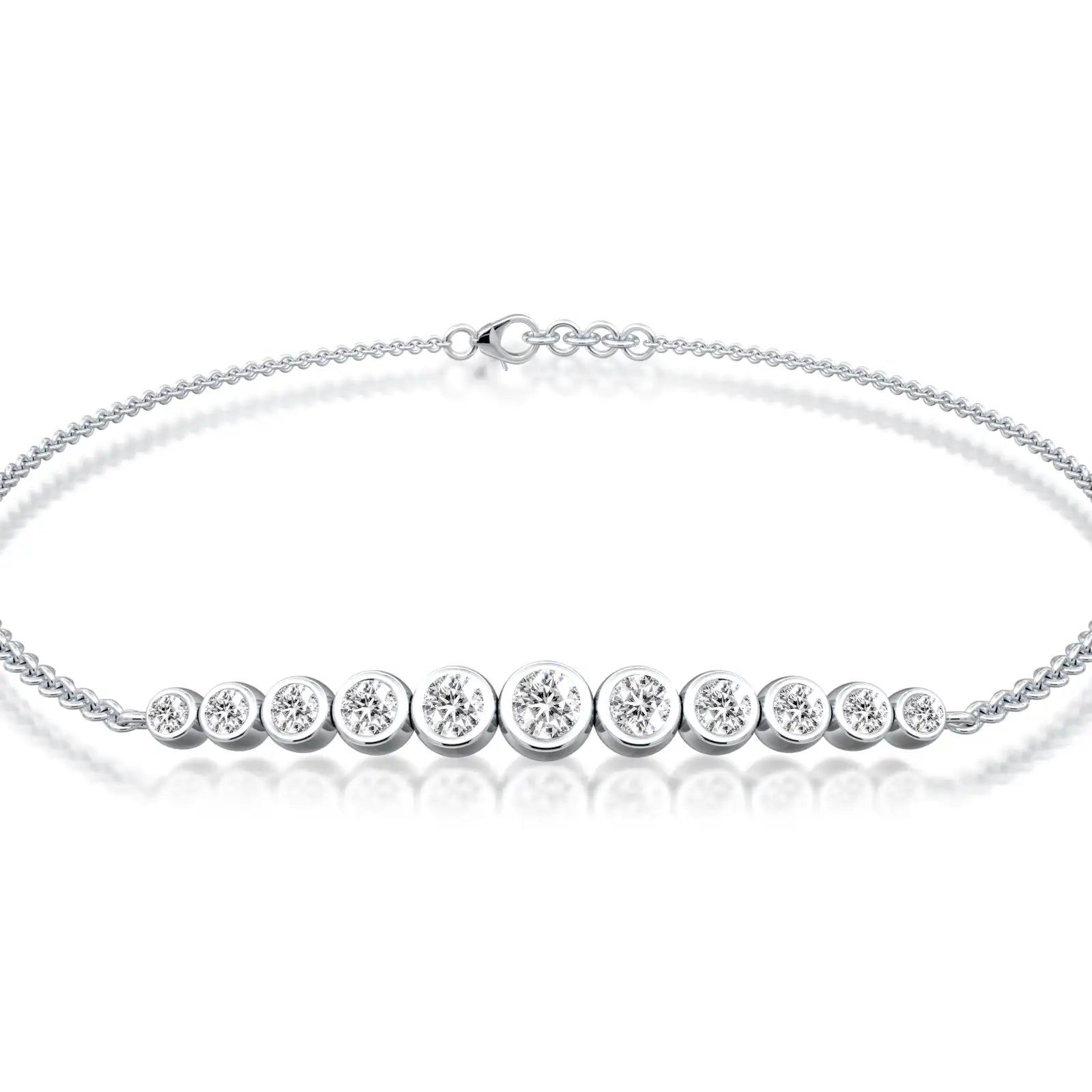 Fortune graduated bezel set diamond station bracelet