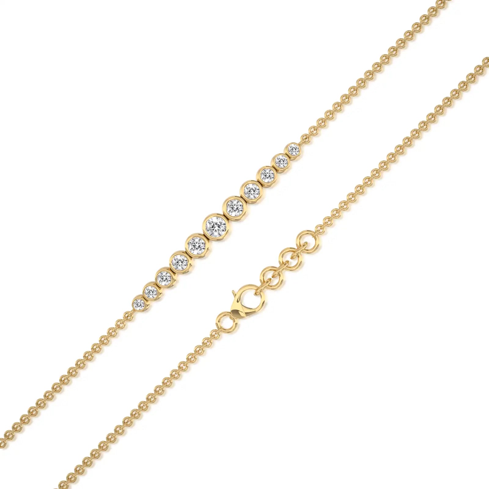 Yellow gold graduated bezel set diamond station bracelet for office wear