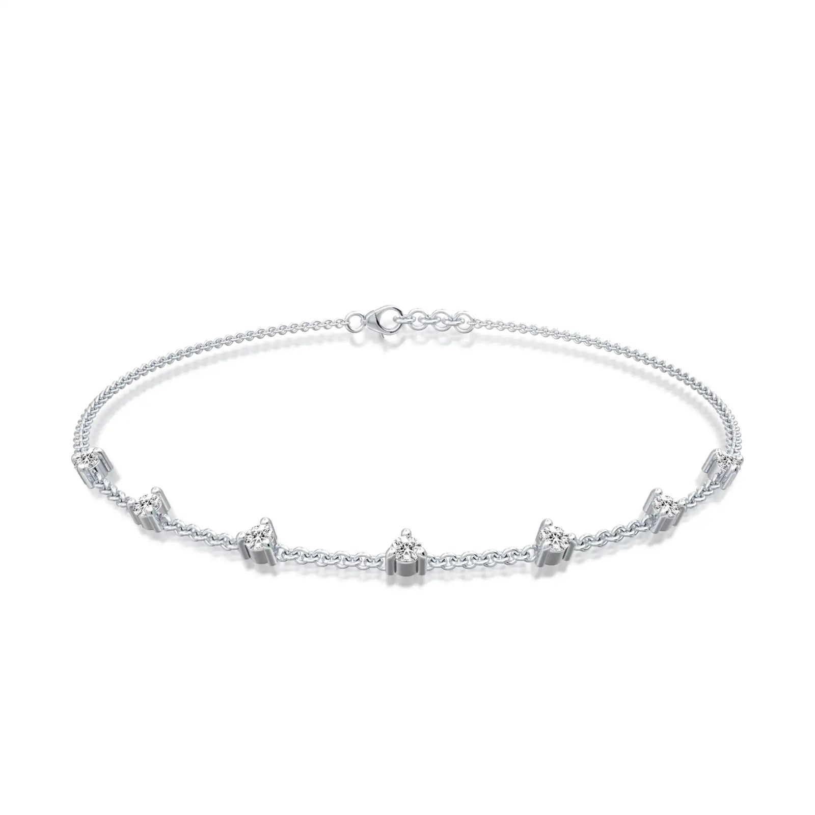 Prong set diamond station bracelet