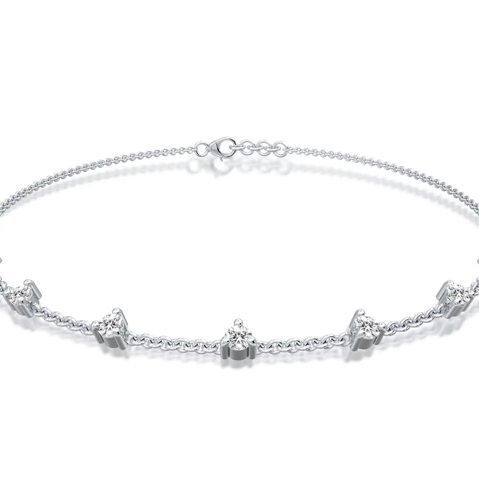 Fortune prong set diamond station bracelet
