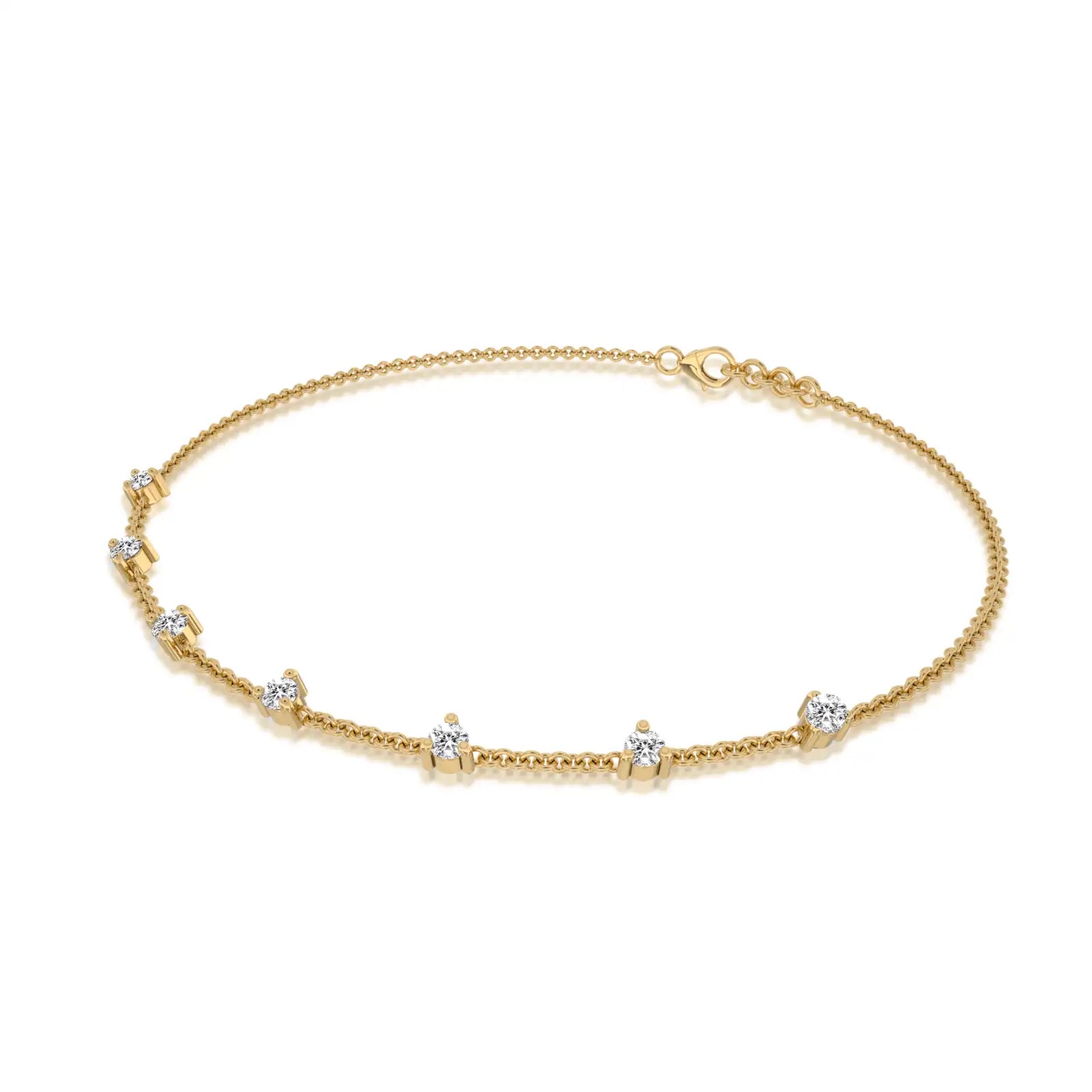 Yellow gold prong set diamond station bracelet for office wear
