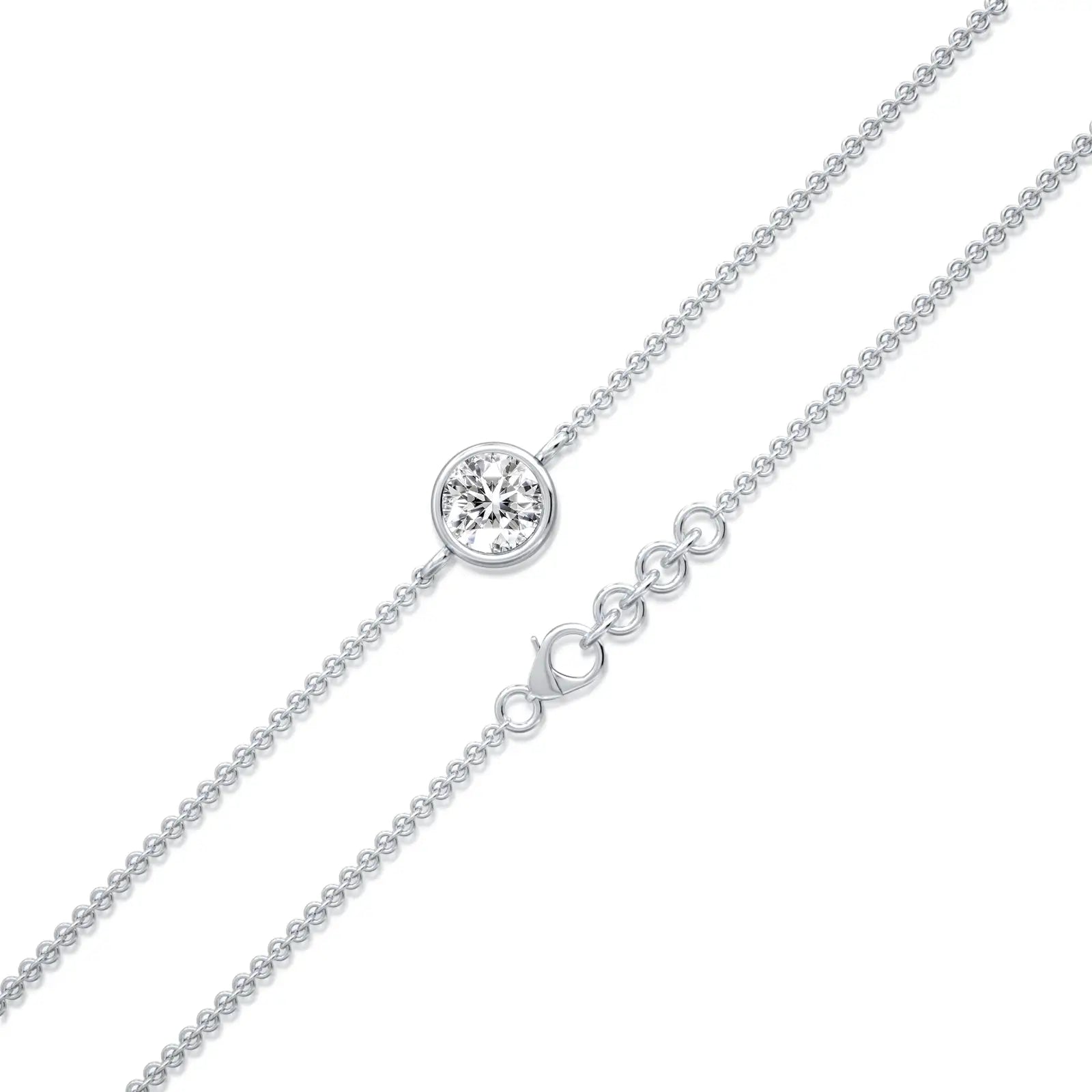 White gold yue guang bezel solitaire bracelet for office wear