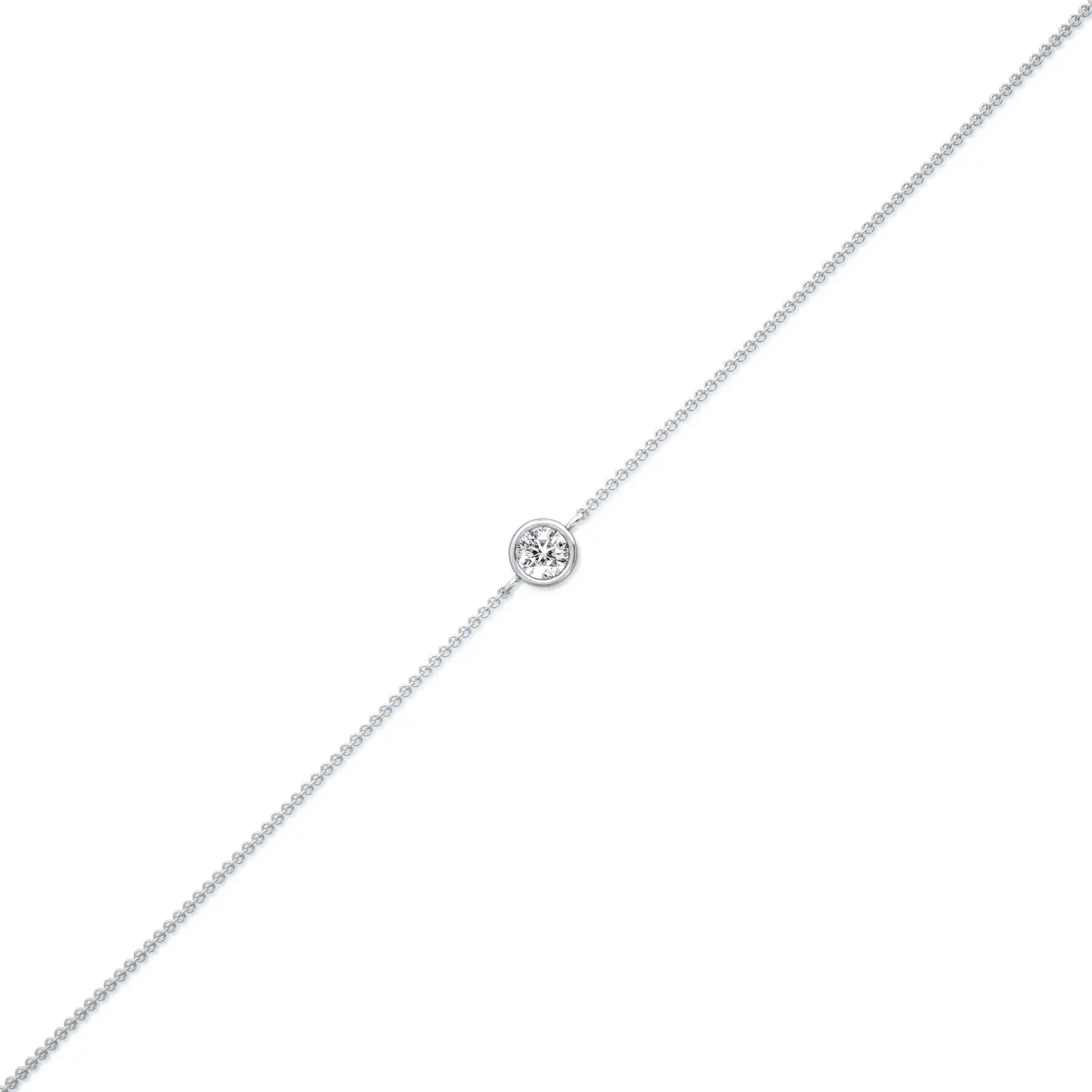 White gold yue guang bezel solitaire bracelet for women