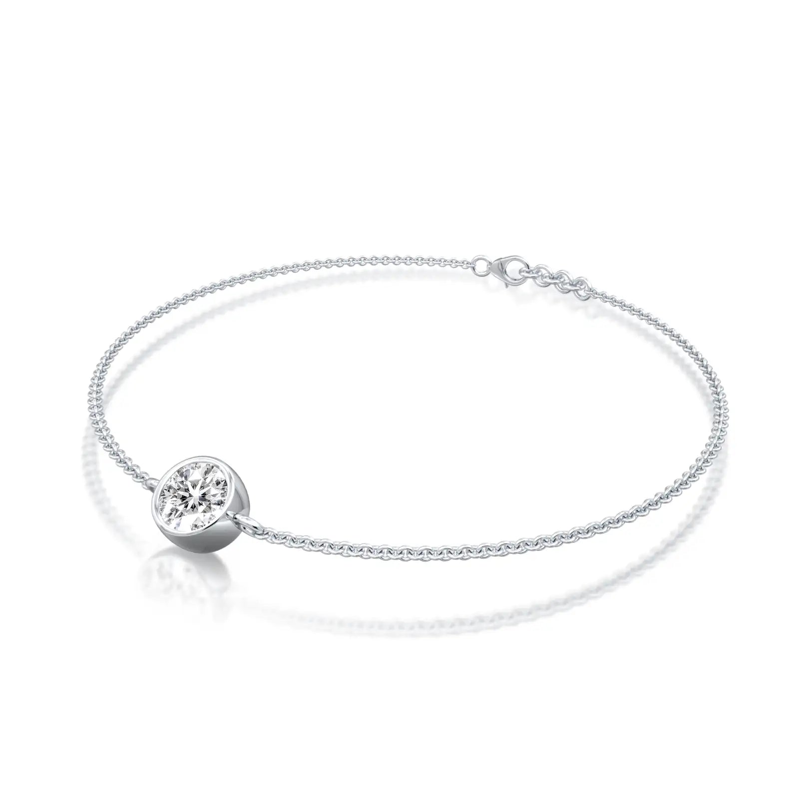 White gold yue guang bezel solitaire bracelet