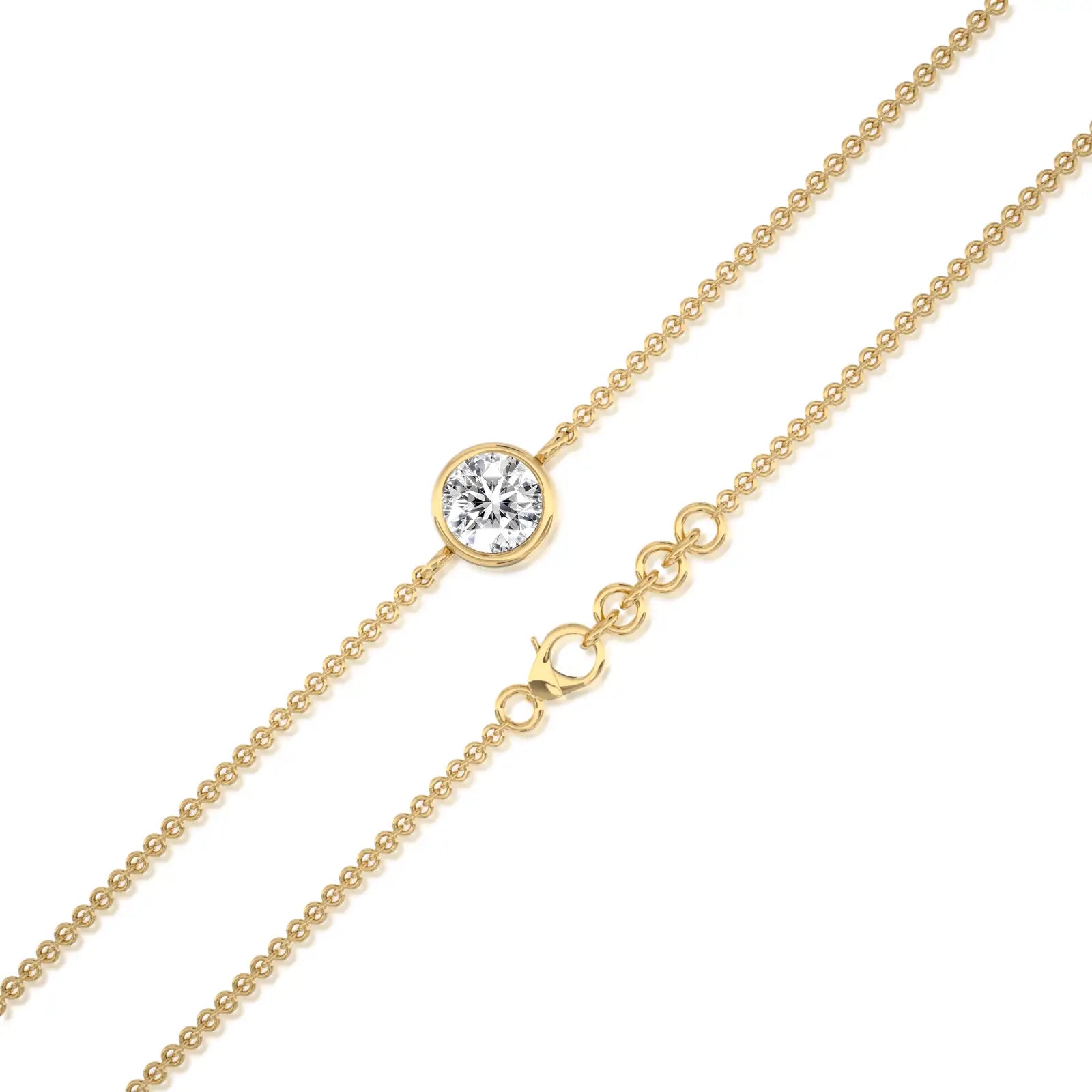 Unique yellow gold yue guang bezel solitaire bracelet