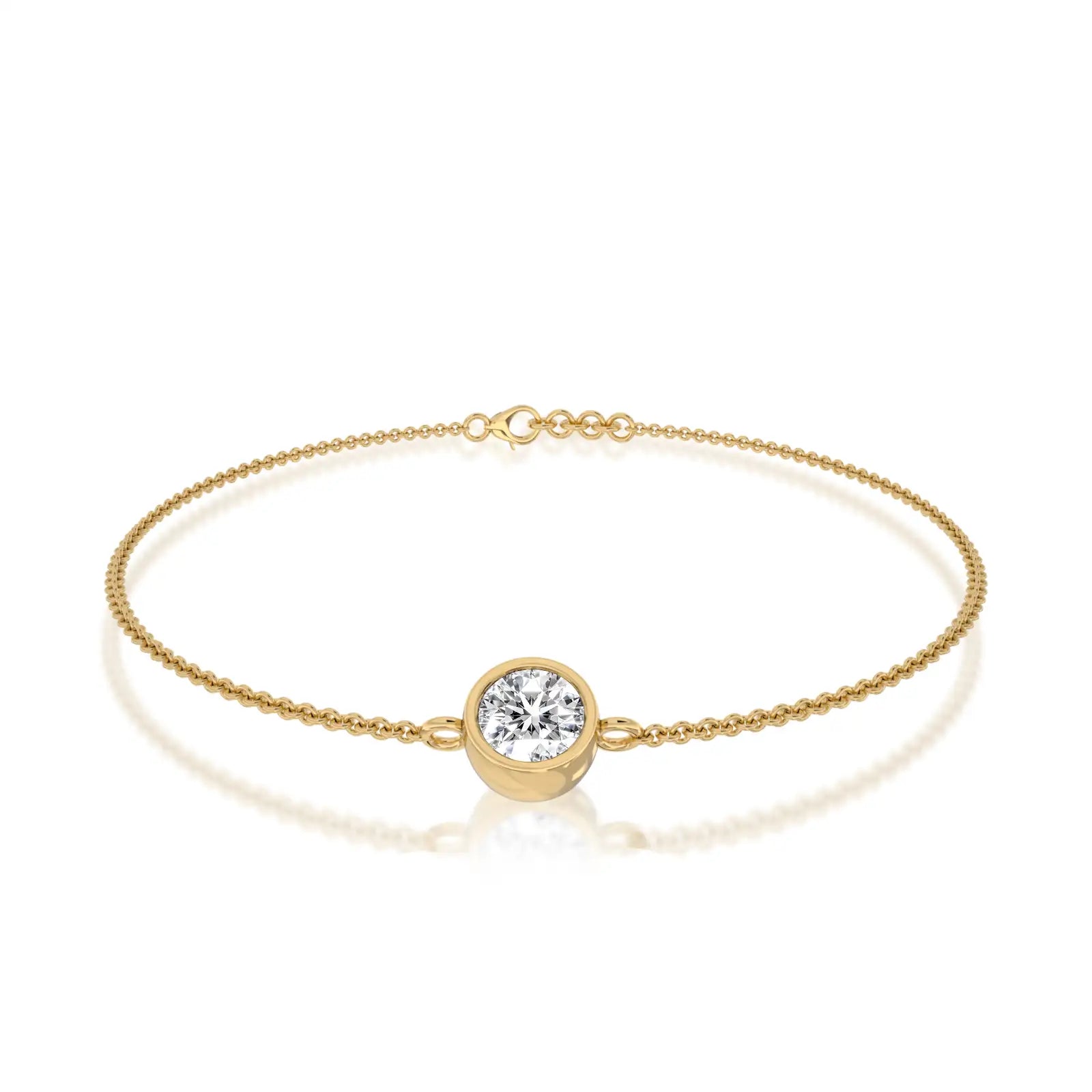 Yellow gold yue guang bezel solitaire bracelet