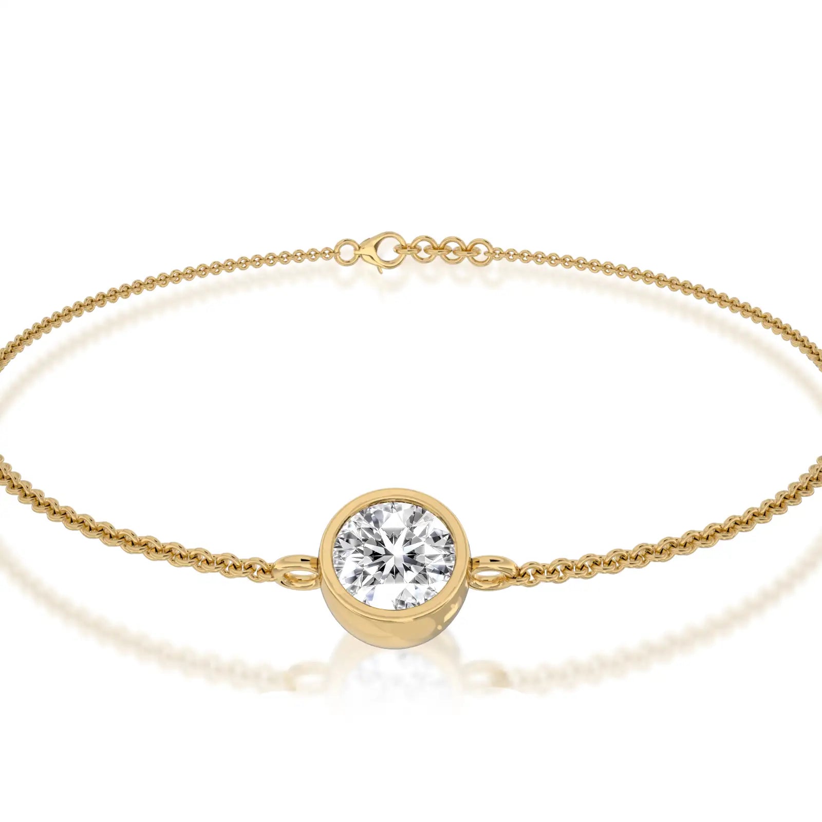Yellow gold yue guang bezel solitaire bracelet for women