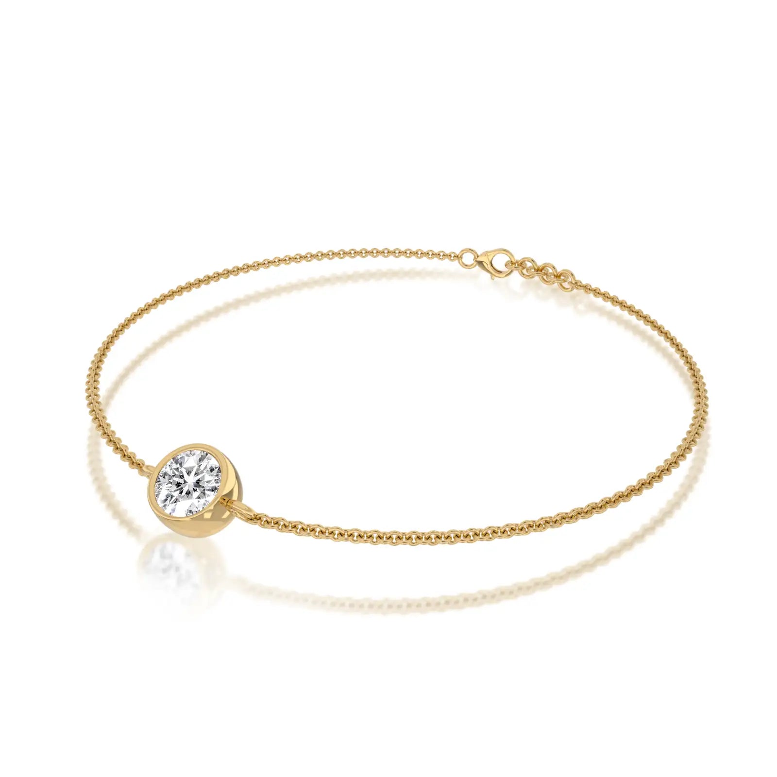 Yellow gold yue guang bezel solitaire bracelet for office wear