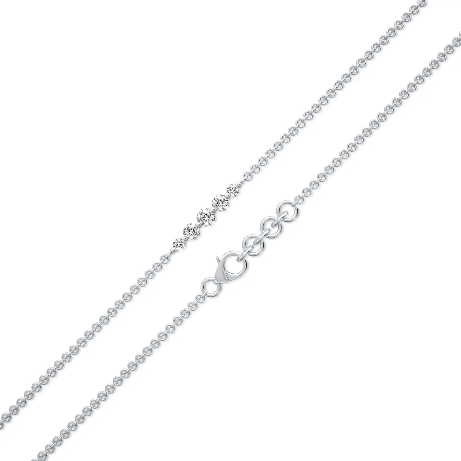 White gold wu xing graduated diamond bracelet for office wear