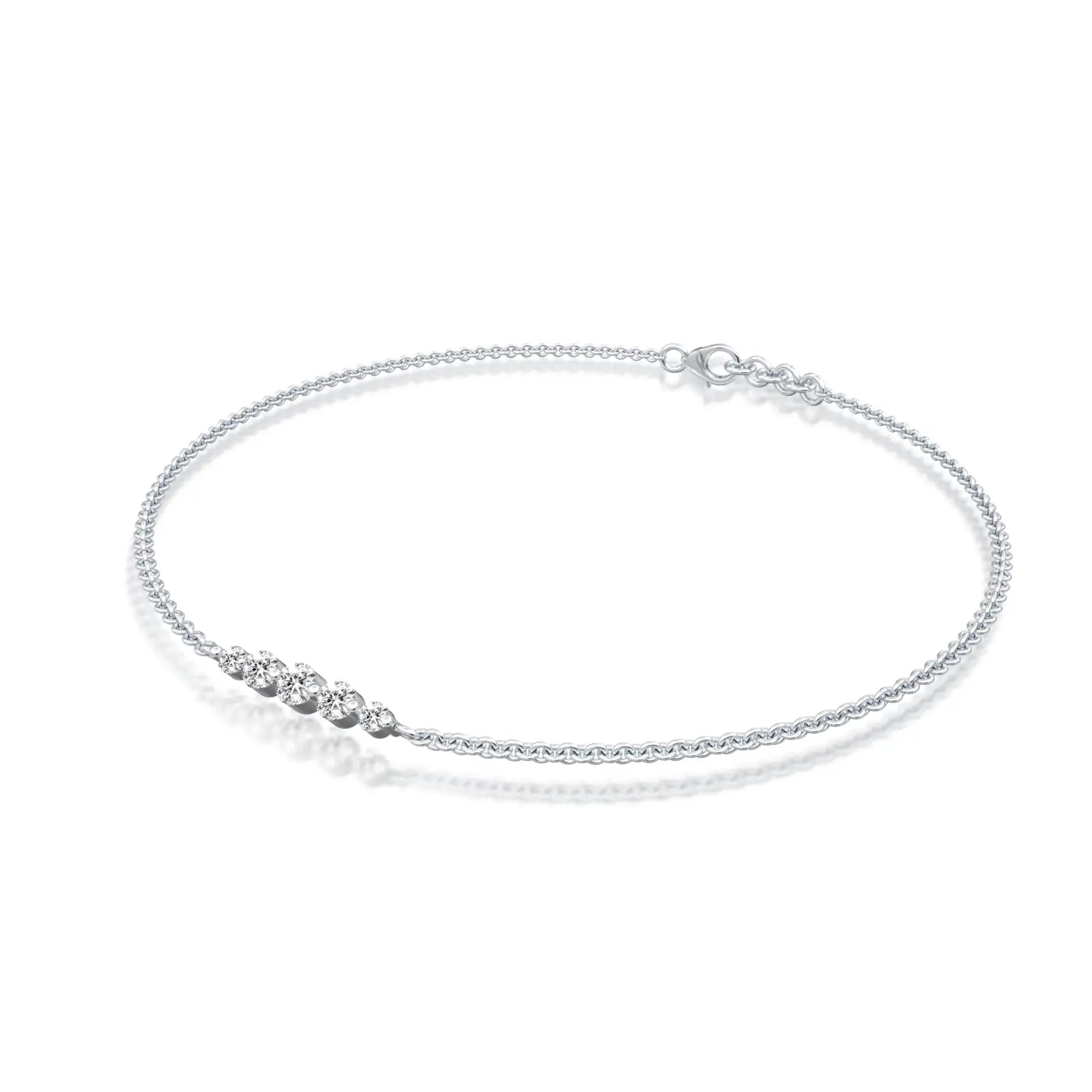 White gold wu xing graduated diamond bracelet