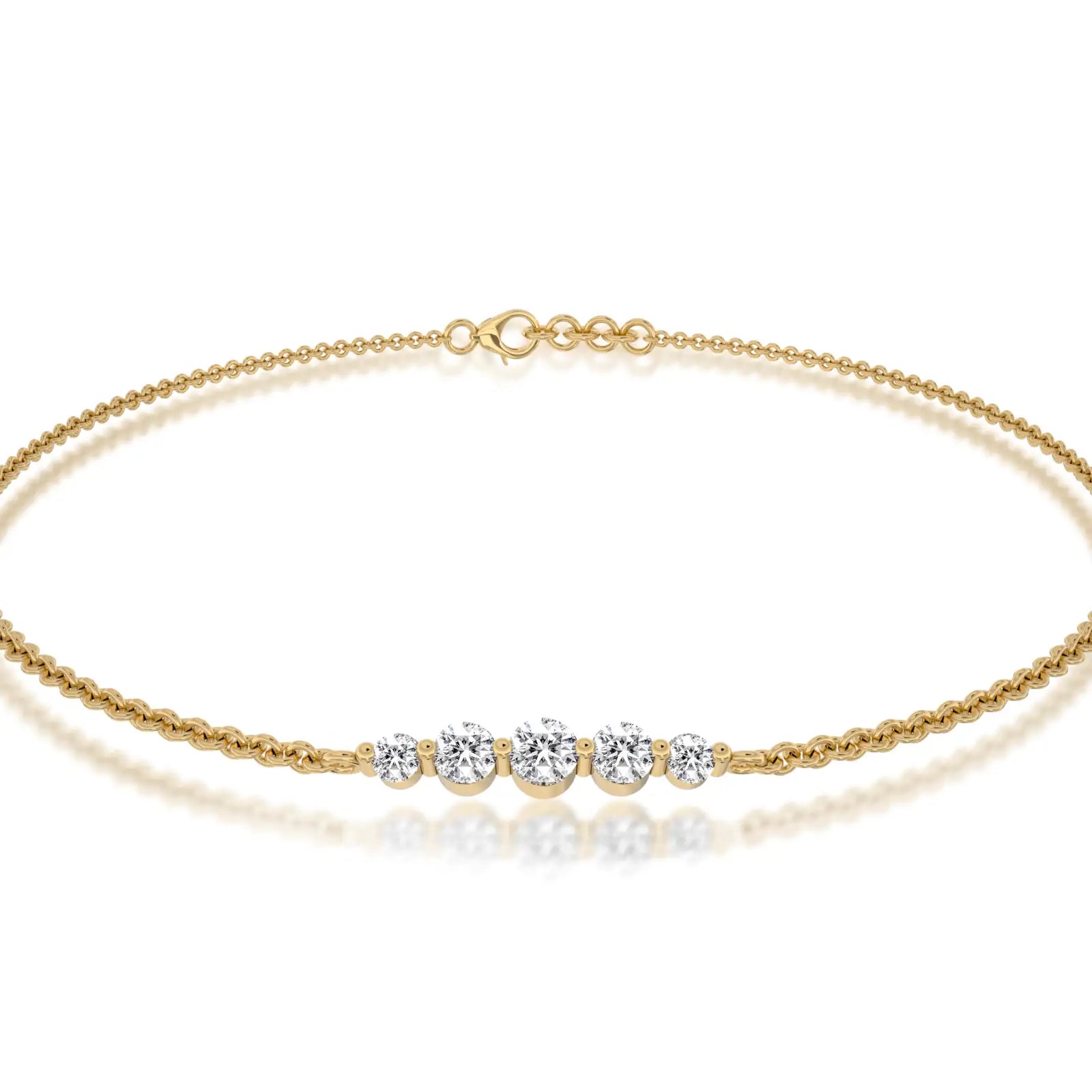 Fortune yellow gold wu xing graduated diamond bracelet