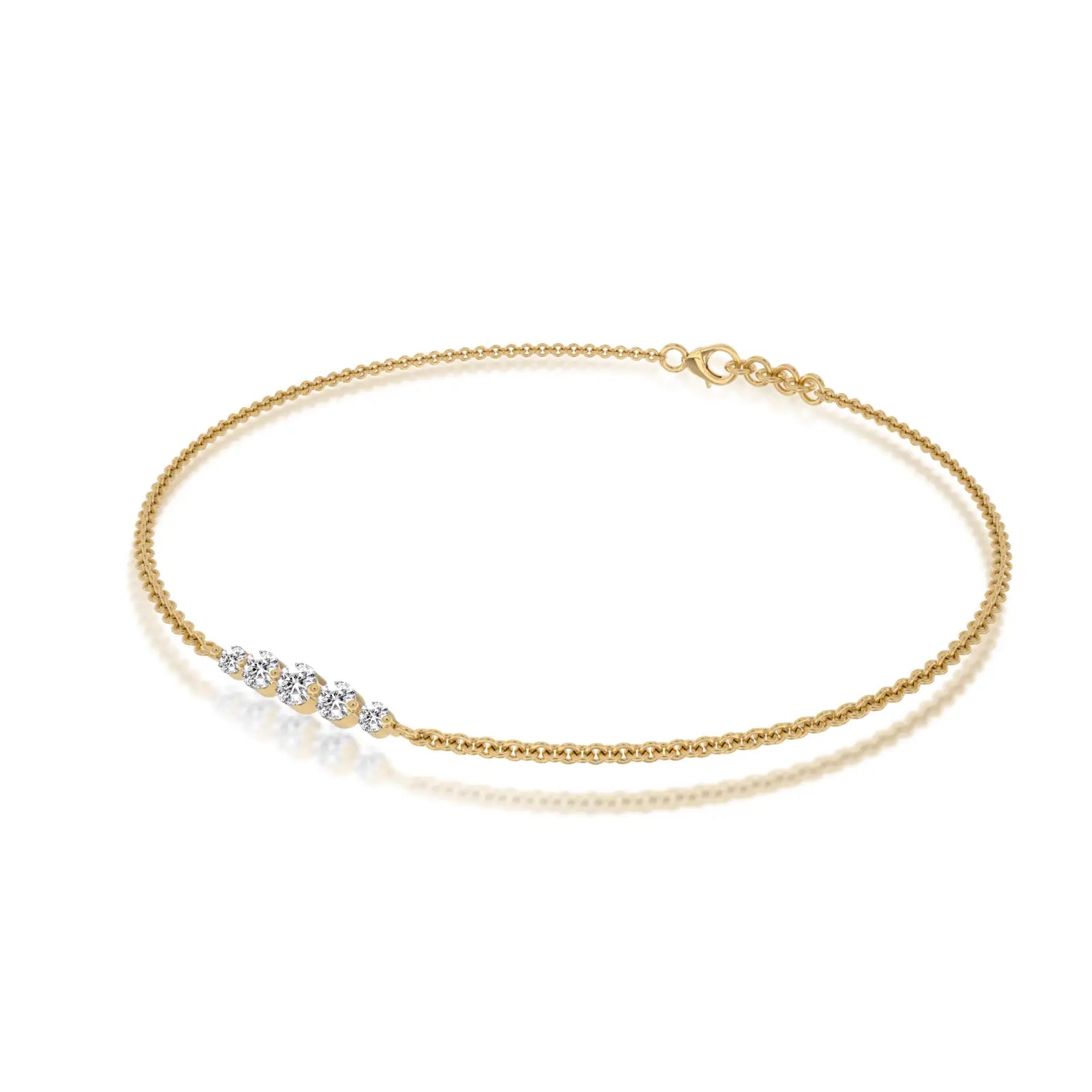 Unique yellow gold wu xing graduated diamond bracelet