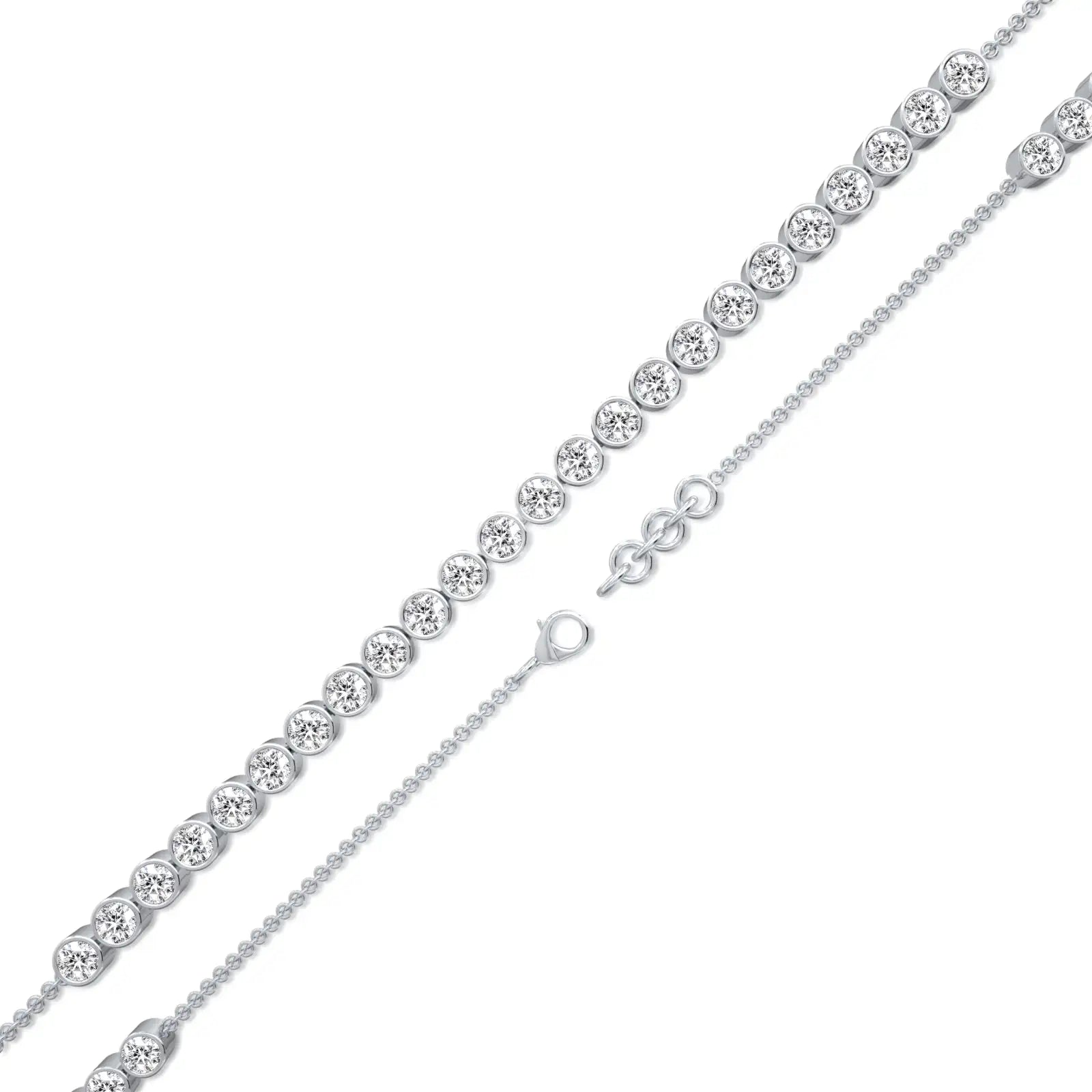 White gold jing ling bezel tennis bracelet for office wear
