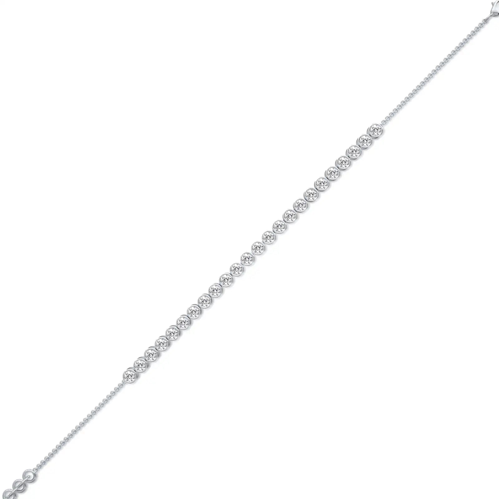 White gold jing ling bezel tennis bracelet for women
