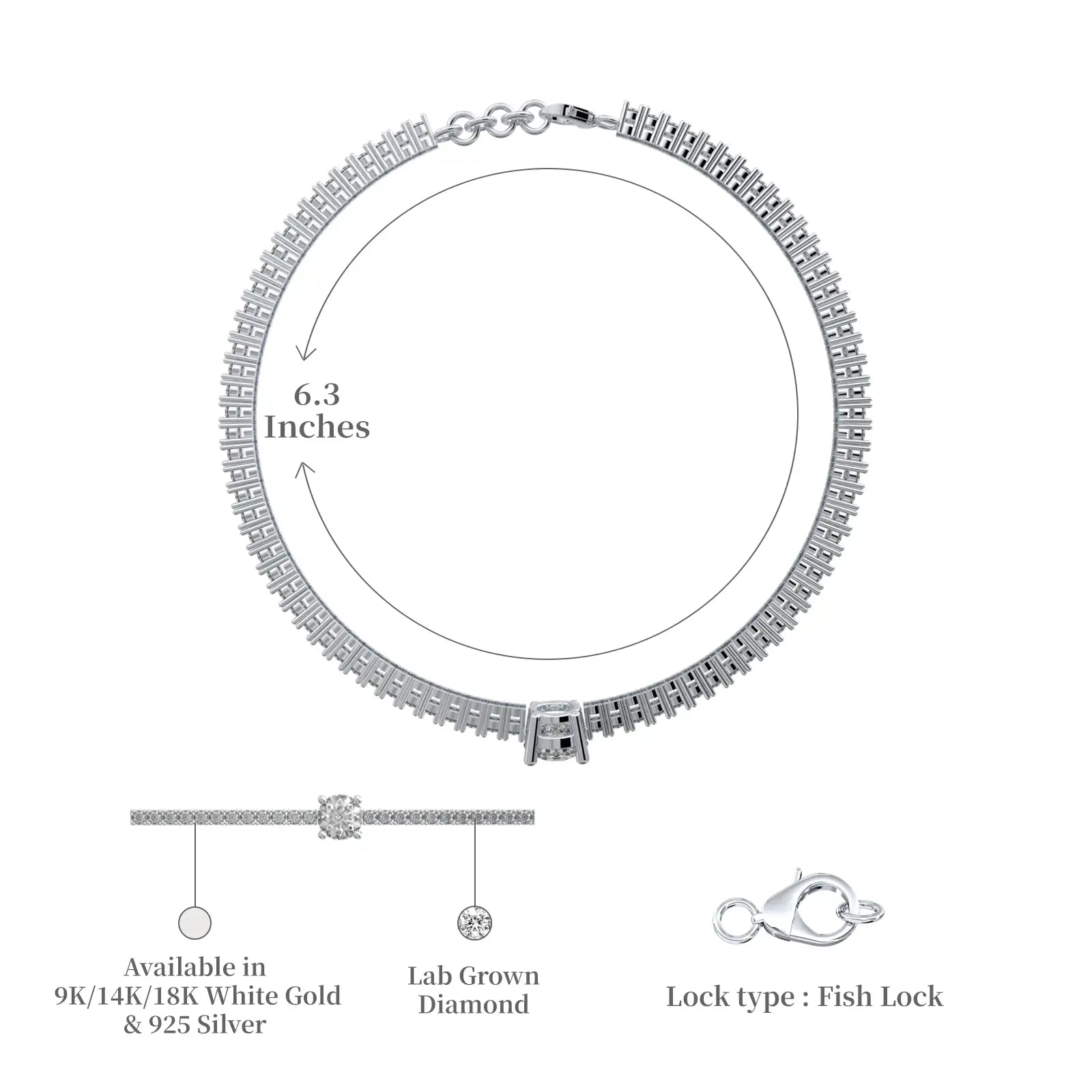 Dimension details of stylish stellar pavé diamond bracelet