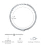Dimension and descriptive details of trendy eterna frame diamond bracelet