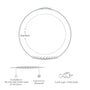 Dimension and descriptive image of white gold graduated bezel set diamond station bracelet 
