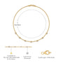 Dimension and descriptive image of yellow gold prong set diamond station bracelet