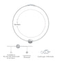 Dimension and descriptive image of white gold yue guang bezel solitaire bracelet 