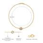 Dimension and descriptive image of yellow gold yue guang bezel solitaire bracelet 